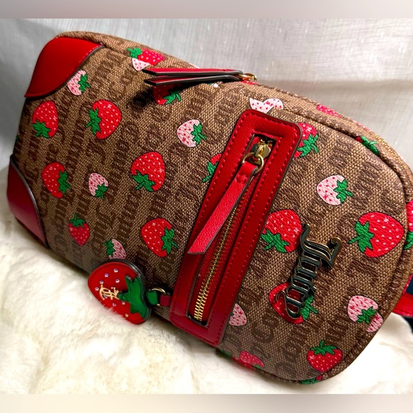 NEW Juicy Couture Brown Red Strawberry Sling Backpack - Picture 6 of 8